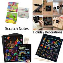 10pcs 20pcs 50pcs 100pcs DIY Scratch Paper Art Set Square Rainbow Magic Scratch Paper Drawing Card Notes For Children Party Supplies Home Decoration Black Scratch It Off Art Crafts Kits With Wooden Stylus For Teenager Halloween Christmas Birthday Gift Decorate Party Favor Game Project Kit Thank-You Card Handmade Relieve Stress
