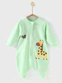 Baby Sleeping Bag With Leg Openings, Thin Cotton For Spring/Summer, Air-Conditioned Room, Detachable Sleeves, Anti-Kick Quilt For Infants - Green - View 6
