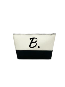 Black Heart Letter Print Makeup Bag, Gift For Girls, Red Air Cushion Beauty Bag,Travel Charger Storage Bag - Black and White - View 22