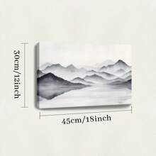 1 Pc, A Minimalist Ink Wash Landscape With Misty Mountains, Original, Canvas, Wall Art, Living Room Wall Decorations, Bedrooms, Bathrooms, Frame Poster Art Prints, Hanging Paintings, Home Decoration, Festivals. Home Decoration F 1