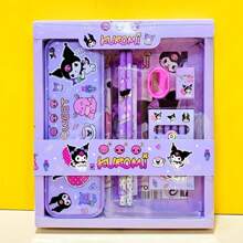 Sanrio Sanrio 12 sztuk My Melody & Kuromi Kids Stationery Gift Set: plastikowa linijka i gumki, odpowiednie na urodziny, upominki na przyjęcia, artykuły szkolne i nagrody - linijka uniwersytecka, bez piór