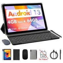 Android 14 Tablet,8-Core 2.0Ghz,4GB(4gb+4gb Expand)RAM,64GB Rom,A523 Tablet,10.1 Inch 1280*800 Ips Screen,6000mah,5G WIFI,WIFI 6,BT 5.2,2MP+8MP Camera With Free Leather Case, Keyboard ,Mouse, Stylus(No Adapter) - Blue - View 1
