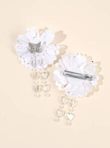 2pcs Sparkly Butterfly Hair Clips For Women Glossy Heart Tassel Alligator Clips Vacation Hair Clips Spring Girls Pigtail Bows Barrettes Women Hair Accessories