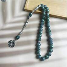 1 pieza Brazalete TASBIH de 33 cuentas de 10 mm de cuentas de vidrio verde en un solo hilo, para uso diario árabe