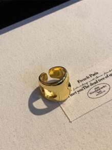 1PC Asymmetric Geometric Chunky Opening Rings For Women Stainless Steel Gold Color Wedding Ring Aesthetic Fashion Jewelry Party Gift