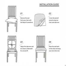 6 Fundas protectoras para asiento de silla, fundas impresas para sillas de comedor, cubiertas protectoras para sillas de cocina y hotel (Negro y Blanco, 6 piezas)