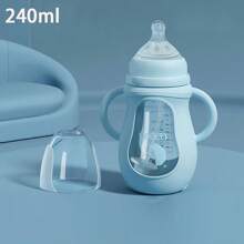 1pc 150ml/240ml Baby Glass Milk Bottle, Wide Mouth Anti-Colic Anti-Drop With Silicone Anti-Fall Sleeve