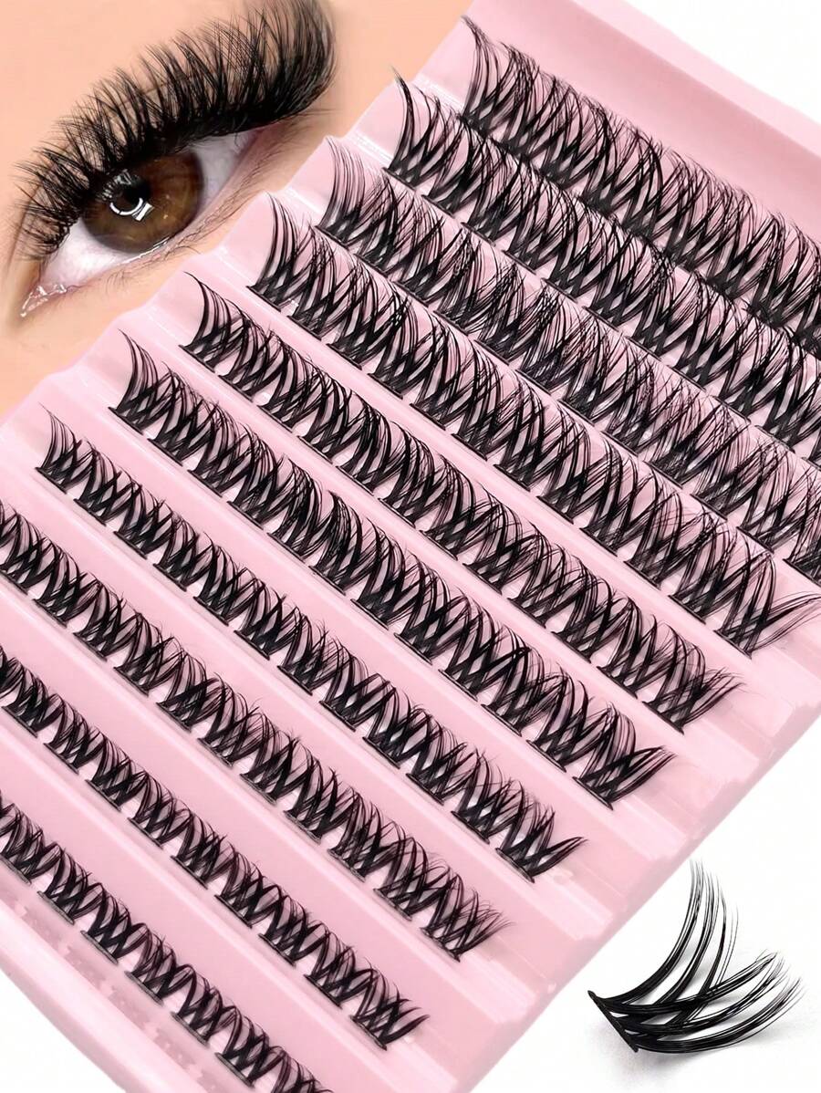 Asiteo 120pcs Individual False Eyelashes, D Curl, Varying Lengths, Fluffy & Natural, Suitable For Beginners DIY Eye Makeup At Home, Eyelash Clusters, Individual False Lashes - Black - View 1