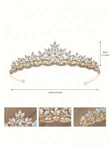 1 Simple Atmosphere Crown Headdress, Crystal Headband, Princess Birthday Party Crown Accessories, Hair Accessories, New Year Headdress