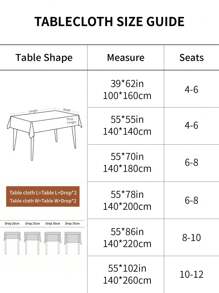 1 件装涤纶纤维方形桌布，北欧简约风格，防水，适用于家庭、客厅、教室、酒店 - 灰色 - 查看 3