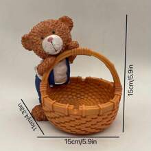 1pc Resin Sculpture Bear Decoration, Desktop Key Holder, Planter Decor, Bookshelf, Home/Office/Cafe Decor, Entryway Display - Brown - View 8