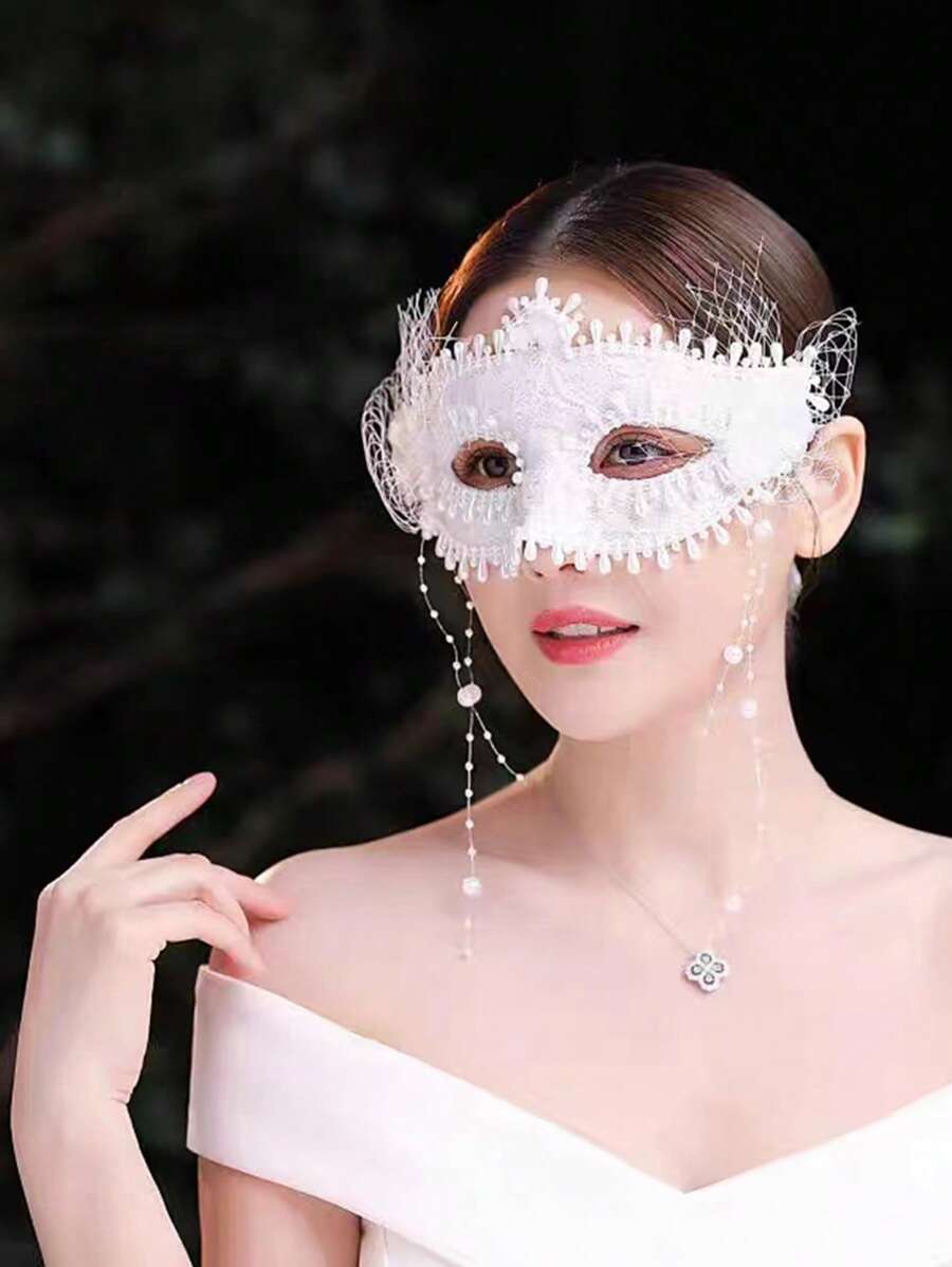 1 件羽毛装饰半脸面具，性感女神化妆舞会派对道具化妆舞会