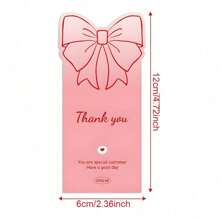 50pcs/Bag Bowknot Gift Decoration Sealing Sticker, Pink Cute Thank You Sticker Rose Gift Box Sealing Sticker Decoration Sticker, Suitable For Party Gift Decoration Supplies