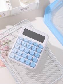 1pc Dopamine Rainbow Candy Print Calculator, 12-Digit Large Display, Cute Gradient Color Retro Design Student & Office Cashier Use,School Supplies,Back To School - Single Piece - View 8