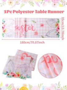 1pc Easter Bunny Table Runner, Bunny Ears Flower Pattern Happy Easter Table Cover, Spring/Summer Seasonal Holiday Kitchen Table Decorations Table Runner For Indoor And Outdoor Family Gatherings Table Cloth, Happy Easter Theme Table Skirt, Easter Indoor Party Decorations Table Set, Colorful Tablecloth Decorations Accessories, Easter Gifts