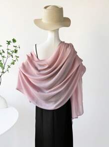 1 Peça - Lenço de Linho, Design Simples de Cor Sólida, Xale Leve Protetor Solar, Sensação Elegante Através da Fronteira Lenço Feminino, Lenço de Chiffon, Lenço Longo, Primavera/Verão para Vestido - Multicolorido - Visão 16