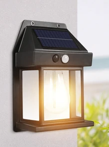 1 Pc 10000 Lumens Solar Powered Light With Tungsten Filament Bulb, 3 Modes, Motion Sensor Light, IP65 Waterproof, Solar Wall Lamp, Bright, Suitable For Backyard, Garden, Fence, Porch, Front Door