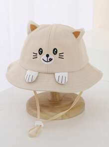 1pc Kids Outdoor Sun Protection Cartoon 3D Cute Cat Paw Design Bucket Hat, Suitable For Spring & Autumn