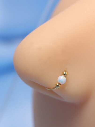 1PC Opal Nose Rings For Women Nose Hoops 9mm Sterling Silver Nose Rings Piercing Jewelry Septum Ring