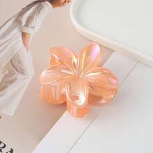 1pc Iridescent Daisy Flower Hair Claw Clip, Colorful Floral Oval Leather Texture Flat Hair Accessory, Ponytail Hair Claw Clip Hair Clips Hair Jaw Clip Hair Clamps Hair Clutch Hair Catcher Clip