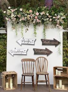 10pcs Wedding Directional Road Sign Party Decorations, Wedding Paper Signs For Wedding Theme Party Supplies, Waterproof Large Wedding Sign With Stakes, Wedding Direction Signpost Wedding Direction Arrow Courtyard Sign, Wedding Party Room Wall Background Decoration, Wedding Sign Cutouts, Wedding Season Party Supplies