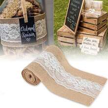 Ruban de jute avec dentelle 15 cm x 275 cm ruban de jute naturel ruban de dentelle ruban de jute artisanal vintage ruban décoratif ruban de jute ruban de jute en dentelle blanche ruban de lin adapté aux cadeaux de fête de mariage