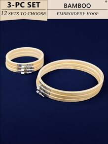 3 peças de bastidor de bordado DIY de bambu bege, adequado para agulha de perfuração, ponto cruz, Halloween, decorações de Natal, telefone, chaveiro, bolsa, acessórios de cabelo, decoração de casa, enfeite de carro