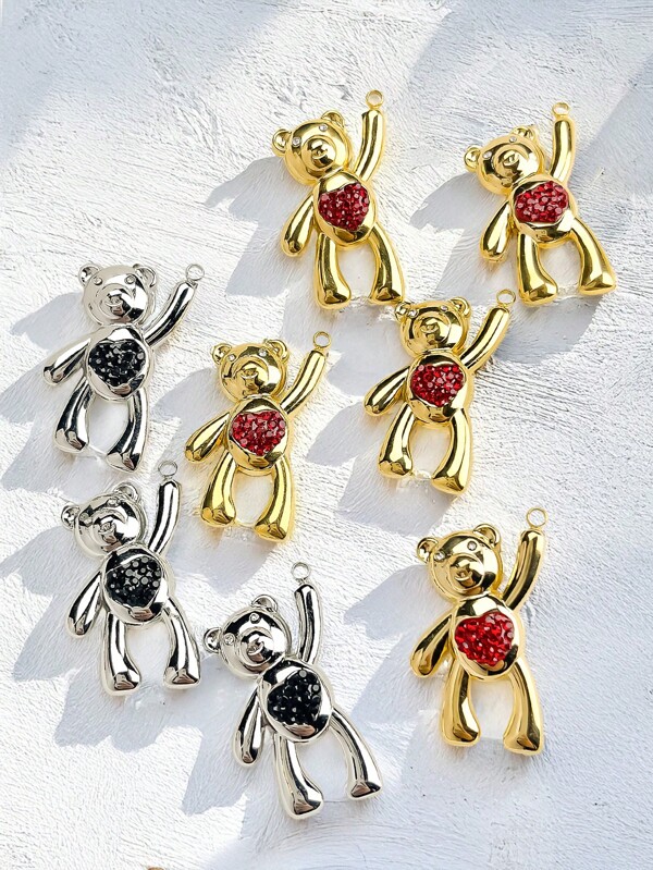 Unique Design Stainless Steel Bear Pendant DIY Handmade Jewelry Making Gold Plated Suitable For Necklaces Earrings Bracelets Anklets And Other Charm Accessories Wholesale