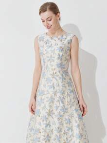 Luxury Jacquard Weave Sleeveless Party Dress For Women, Wedding Guest Dress, Prom Dress