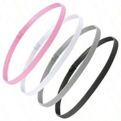 4pcs Wide Elastic Sports Headband, Seamless Headband, Candy Colored Running Headband, Basketball And Soccer Anti Slip Hair Accessory
