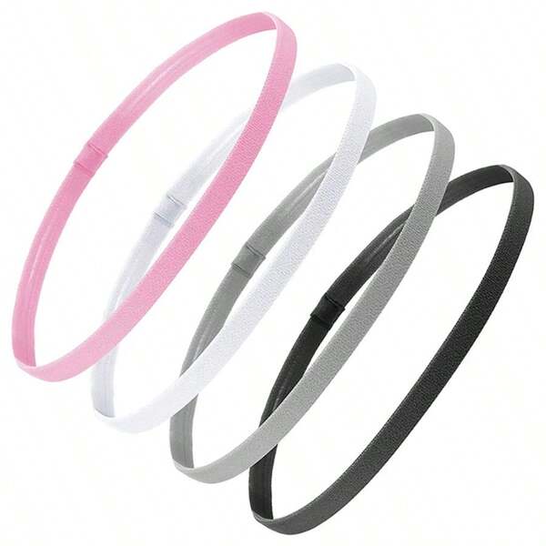 4pcs Wide Elastic Sports Headband, Seamless Headband, Candy Colored Running Headband, Basketball And Soccer Anti Slip Hair Accessory