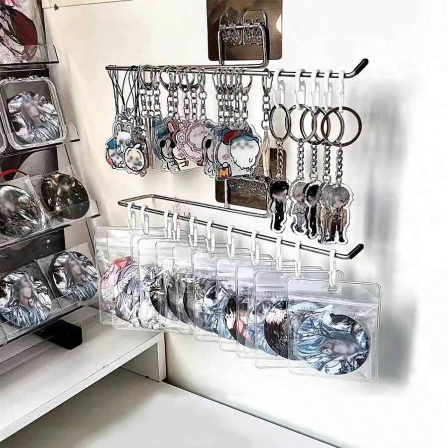 1 件/2 件壁挂式钥匙扣展示架，多功能存储整理器，用于徽章、饰物、珠宝、发饰 - 节省空间