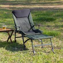 Camping Lounge Chair, Portable Folding Reclining Camping Chair With Adjustable Backrest For Indoor And Outdoor Camping Beach Hiking Fishing - Black,Green - View 4