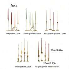 4pcs 10-Inch/25cm Paper Wrapped Taper Candles With Gradient Iridescent Green Color, Romantic Wedding & Party Dinner Decor, Smokeless Long Burning Dripless Candles With Long Stems, Gift Packaging,Room Decor,Gifts Home Decor Christmas Decorations Room Decor Christmas, Christmas Gifts - Multicolor - View 11