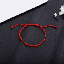 1 pieza Pulsera tejida de 7 nudos roja de la suerte, unisex - Rojo - Ver 5