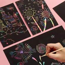 10pcs 20pcs 50pcs 100pcs DIY Scratch Paper Art Set Square Rainbow Magic Scratch Paper Drawing Card Notes For Children Party Supplies Home Decoration Black Scratch It Off Art Crafts Kits With Wooden Stylus For Teenager Halloween Christmas Birthday Gift Decorate Party Favor Game Project Kit Thank-You Card Handmade Relieve Stress