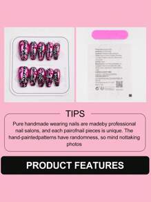 Y2K Begavet New 10Pcs Duck Nails Handmade Salon Quality Press On Nails Black Punk Nails Exclusive Design 3D Nails With 3D Charms, Suitable For Valentine, New Year Parties/Music Festival And Daily Wear Nail Supplies Nails - Black - View 8