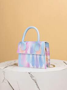 Shiny Patent Leather Chain Strap Handbag - Multicolor - View 4