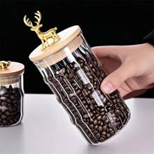 1 件/3 件套装玻璃咖啡坚果罐密封储存容器带竹盖，金色玻璃罐适用于在家庭厨房储存糖果、饼干、意大利面、燕麦片、香料，珍珠泡沫和礼品盒包装，适合节日、新年、送给女朋友、母亲的礼物 - 彩色 - 查看 12