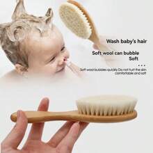 婴儿洗发刷，枫木莲花按摩发刷，头部按摩刷 - 复活节礼物 - 彩色 - 查看 3