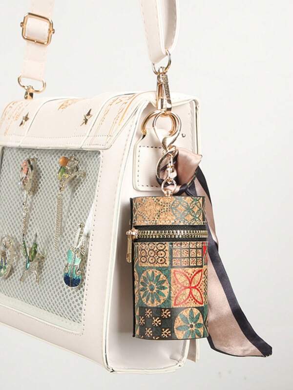 New Fashion Floral Printed Silk Scarf And Lipstick Bag Set Wallet Purse Wallet Mini Wallet Coin Wallet