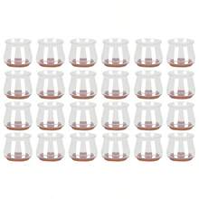 4/8/16/24 Stück transparente/schwarze Silikon Stuhlbeinkappe mit Filzauflagen, Kratzer- und geräuschreduzierende Bodenschoner für Ess-, Büro-, Wohnzimmerstühle und Barhocker, geeignet für Hartböden