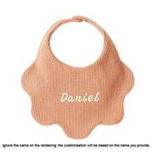 [Custom Product, Personalized Text] 1pc Customized Baby Bib, Adjustable Snap Closure Solid Color Baby Drool Bibs, Soft & Breathable, Highly Absorbent, Custom Embroidered Name, Newborn Gift, Christmas, Halloween, New Year Gift,Delicate Romance,Baby,Customized Baby Bibs
