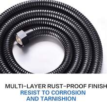 Shower Hose, Flexible Stainless Steel Handheld Shower Hose, Replacement Metal Extension Shower Hose - Black - View 5