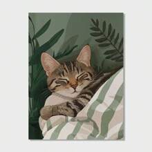 1 件装饰艺术猫帆布海报 - 现代复古无框墙壁艺术印刷品，适用于家庭办公室、客厅、卧室、厨房 - 浴室、春季和冬季室内动物主题壁挂。 - 彩色 - 查看 11