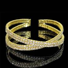 1pc Luxurious Intersected Synthetic Zirconia Bracelet, High-End Accessory Suitable For Gift, Daily Wear, Party, Wedding Occasions - Silver-red - View 27