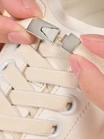 1 Paar elastische Schnürsenkel ohne Binden mit Schnallenverschluss, beige, geeignet für Sneaker, Sportschuhe, Lässig Schuhe Damen Herren Basketballschuhe, Trainer Laufschuhe Sommer, Schuhzubehör Geschenkideen