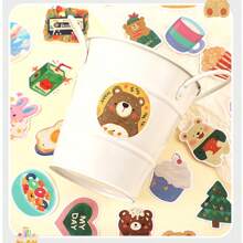 108张水彩贴纸可爱卡通熊防水PVC可重复使用适用于手机壳，水瓶，滑板，头盔，笔记本电脑，午餐盒，好朋友共享