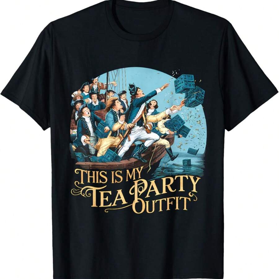 Camiseta divertida de historiador de la fiesta del té de Boston - Negro - Ver 1