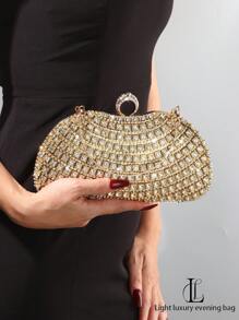 1pc Women Diamond Decor Clutch Bag, Fashion Handbag, Shoulder Bag, Luxury Custom Evening Bag, Suitable For Wedding, Party, Gathering, Banquet, Model, Birthday, Valentine's Day Gift